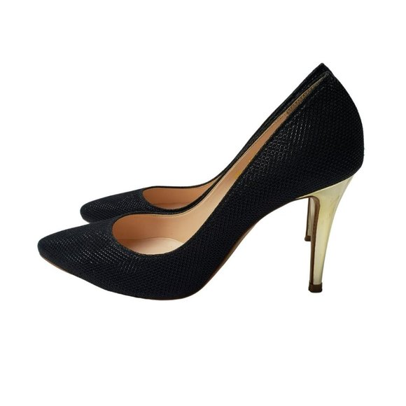 Black Stiletto with Gold Heels - Picture 2 of 6